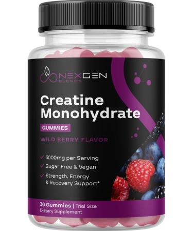 Organic Sugar Free Creatine Monohydrate Gummies | Vegan Energy Chews 3000mg | Gluten Free Non-GMO Wild Berry Flavor | Trial Size for Men & Women - Buy Online on GoSupps.com