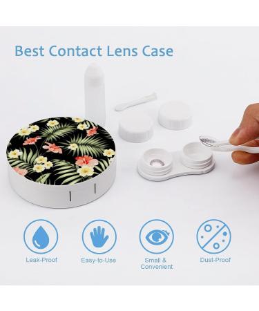 Hawaiian Flower Hibiscus Round Case For Contact Lens Kit Storage Box with Mirror Printed - Buy Online on GoSupps.com