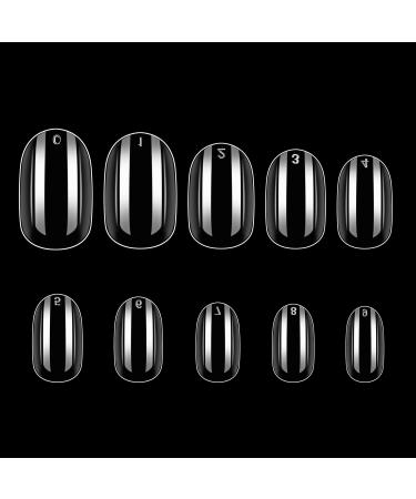 Makartt Short Oval Nails 500pcs Press on Nails Soak Off Nail Tips Full Cover Clear False Nails Acrylic Nails Fake Nails 10 Sizes for Nail Salons and DIY Nail Art Clear Short Oval Nails