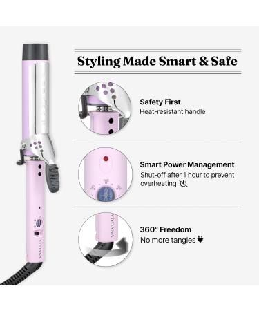VODANA Professional GlamWave 1.6" Ceramic Curling Iron - Long-Lasting Lavender Curls Instant Heat Hair Curler - International Shipping Available - Buy Online on GoSupps.com
