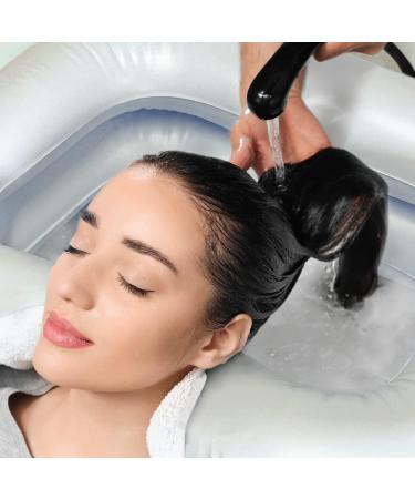 Inflatable Crescent-Shaped Shampoo Basin Kit for Elderly & Disabled - With Inflation Pump, Pillow & Washing Hose - Buy Online on GoSupps.com