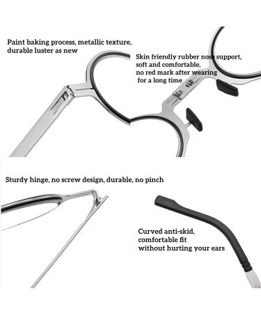 Zukky Foldable Reading Glasses for Men & Women - Blue Light Blocking Portable Keychain Round Frame 3.5x Magnification Silver - Perfect Pocket Reader - Buy Online on GoSupps.com
