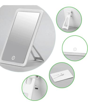 LED Lighted Makeup Mirror Portable Vanity Mirror Stepless Dimming Rotation Touch Switch Rechargeable Mirror Desktop Cosmetic Light Up Mirror for Home Use - Buy Online on GoSupps.com