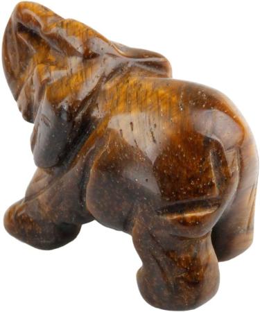 Nupuyai Brown Tiger Eye Elephant Figure - Gemstone Crystal Lucky Charm for Healing & Feng Shui Decoration - Buy Online on GoSupps.com