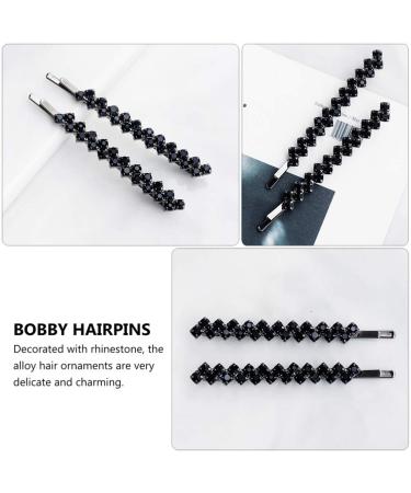FRCOLOR 2 Pairs Crystal Rhinestone Hair Pins - Stylish Decorative Hair Clips for Women in Black - Buy Online on GoSupps.com