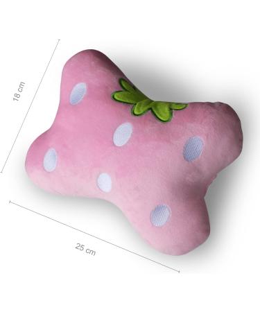 MissSoul 2Pcs Car Neck Headrest Pillow Set | Cute Pink Strawberry Design | Soft & Comfortable Head Cushion for Driving - Buy Online on GoSupps.com