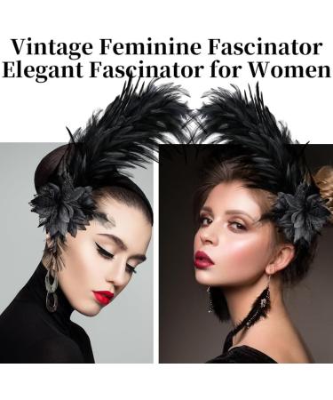 hgnxa Feather Headband Fascinator Headband Cosplay Hair Hoop 1920s Style Headpiece Vintage Feather Hair Accessory for Women Pink - Buy Online on GoSupps.com