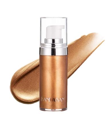 MEICOLY Face Body Luminizer Liquid Illuminator Body Shimmer Oil Moisturizing Bronzer Highlighter Smooth Shine Highlight Glow Makeup Waterproof Body Shimmering Glitter 03 Bronze Gold