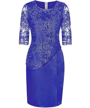 Women's Plus Size Floral Lace Sheath Dress - XXXL, Dark Blue-1 | Knee-Length Work Casual Party Cocktail Dress - Buy Online on GoSupps.com