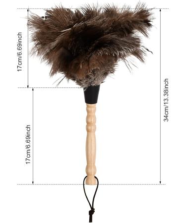Kioiner Ostrich Feather Duster 34cm/13.3inch Antistatic Natural Ostrich Feather Duster Fluffy Feather Duster with Wooden Handle for Home Office Car Keyboard Blinds Bookcase Furniture - Buy Online on GoSupps.com