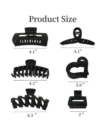 6 PCS Hair Claw Clips for Thick and Thin Hair | Black Hair Accessories Set for Women | Rectangle, Square, Butterfly, Heart, N Shape - Buy Online on GoSupps.com