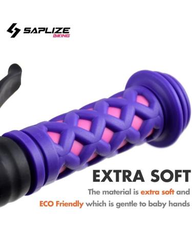SAPLIZE Kids Bike Handlebar Grips - Shorter Length for Girls and Boys Bikes - Soft and Comfortable Purple Grips with Streamers - Buy Online on GoSupps.com