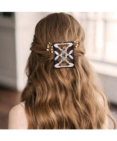 Kytpyi Women's 3PCS Double Clip Magic Elastic Beaded Hair Combs - Tree Design - Buy Online on GoSupps.com