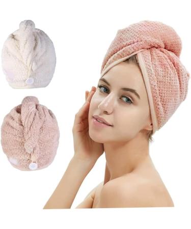 Buy 2-Pack Microfiber Hair Towel Wraps - Quick Drying Pink & Beige Bath Hair Towels for Effortless Hair Care - Buy Online on GoSupps.com