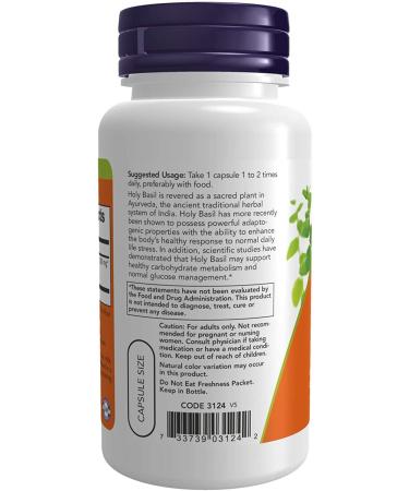 NOW Supplements Holy Basil 500mg Capsules 90 Count - Buy Online on GoSupps.com