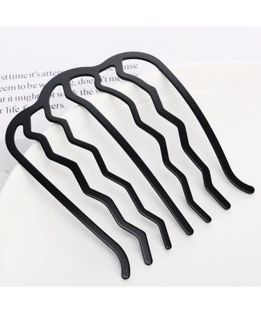 Vintage Hair Side Combs Set - 4 Pieces | U Shape French Twist Hair Fork Clip | Women's Hair Styling Tool Accessories in Black - Buy Online on GoSupps.com