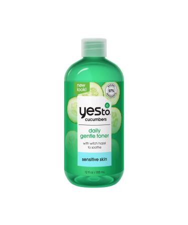 Yes To Cucumbers Soothing + Calming Toner 12 Fl Oz Sensitive Skin Balance Tone Hydrate Nourish & Calm Skin Witch Hazel + Aloe Vera Vegan 97% Natural
