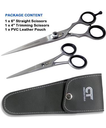 Createch Tools CT Hair Scissors Set - 6 Hair Cutting & 4 Trimming Barber Scissors, Razor Edge Blades for Professional & Home Use - 2-Piece Set - Buy Online on GoSupps.com