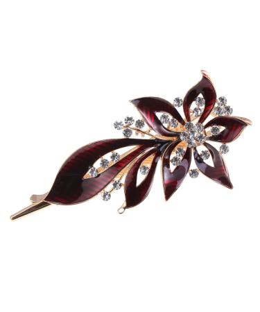 FRCOLOR Banana Hair Clips for Women Metal Hair Barrettes Vintage Rhinestone Hair Barrettes Womens Hair Accessories Crystal Hair Barrettes Beak Clips Red Spring Clip Rhinestones