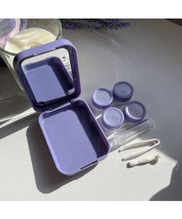 Travel Contact Lens Case - Portable Holder Kit in Blue Pink & Purple with Solution Bottles & Tweezers - Buy Online on GoSupps.com