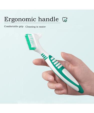 Octuitey Denture Brush 4Pcs - Double Sided Toothbrush with Multi-Layered Bristles and Rubber Anti-Slip Handle - (Purple, Green, Blue, Orange) - Buy Online on GoSupps.com