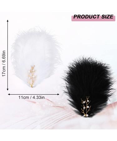 Mwoot 4 Pcs Black & White Feather Hair Jewelry Clips | 1920s Fascinators for Women | Ideal for Ice Skating & Ballet Performances - Buy Online on GoSupps.com