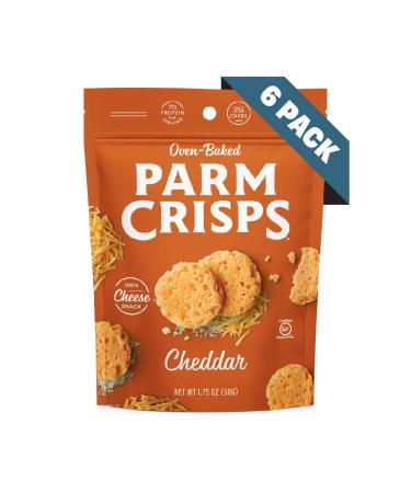 Parmcrisps Cheddar Cheese Crisps | Keto-Friendly, Gluten-Free, Low Carb Snacks | 100% Real Cheese | 1.75oz Pack of 6 - Buy Online on GoSupps.com