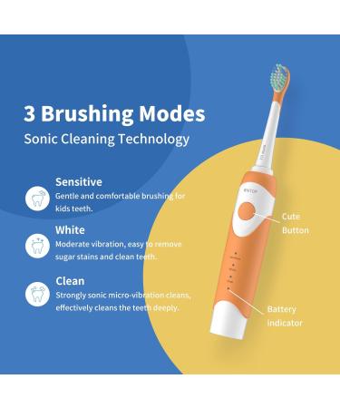 ED07 Kids Electric Toothbrush - Waterproof Wireless Charging 3 Cleaning Modes - Sonic Rechargeable Toothbrush for Boys & Girls (Orange - Buy Online on GoSupps.com