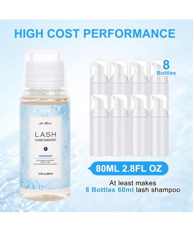 Lash Extension Cleanser 80ml Concentrate - Gentle DIY Eyelash Shampoo for Salon & Home Use - Non-Irritating Formula - Makes 8 Bottles (Unscented) - Buy Online on GoSupps.com