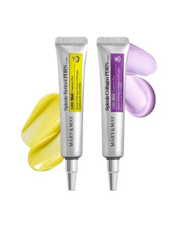 Mary&May Spicule Duo Set: Collagen & Retinol PDRN Cream | Anti-Aging Firming Plumping Pore Care | Korean Skincare | 2x15g