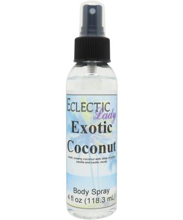 Exotic Coconut Body Spray 4 ounces Body Mist for Women with Clean Light & Gentle Fragrance Long Lasting Perfume with Comforting Scent for Men & Women Cologne with Soft Subtle Aroma For Daily Use 4 Fluid Ounces