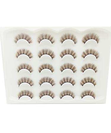 MUQIU37 Brown 3D Mink False Eyelashes - 10 Pairs for Natural & Dramatic Volume | Coffee Brown Lashes for Makeup & Extensions (MQ601) - Buy Online on GoSupps.com