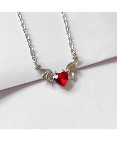 Kuaiyiju Gothic Heart Devil Wing Choker Necklace - Violet Alloy Party Jewelry - Buy Online on GoSupps.com