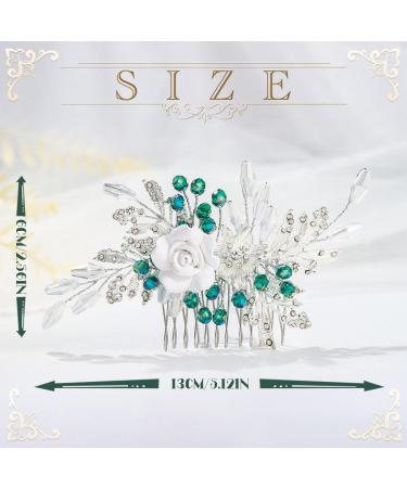 IYOU Women Wedding Hair Comb Silver Flower Headpiece Leaf Beads Hair Piece Guest Prom Hair Accessories for Bride and Bridesmaid - Buy Online on GoSupps.com