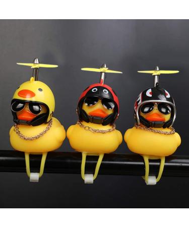 2Pcs Yellow Duck Car Ornaments - Squeeze Duck Dashboard Decorations with Propeller Helmet - Wonuu Rubber Duck Bicycle Horns for Fun and Safety - Buy Online on GoSupps.com