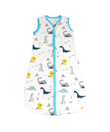 ZIGJOY Baby Sleep Bag 100% Cotton Sleeveless Baby Wearable Blanket 1.0 Tog Sleeping Sack with 2-Way Zipper for Newborn 4-8 Mon Dinosaurs-2 4-8 Months