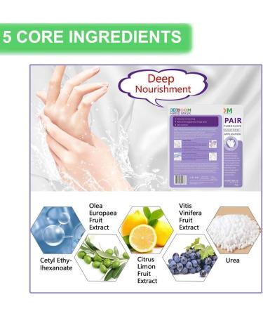 5 Pairs Hands Moisturizing Gloves Hand Skin Repair Renew Mask w/Infused Collagen Moisture Enhancing Gloves for Dry Aging Cracked Hands (Lavender) - Buy Online on GoSupps.com