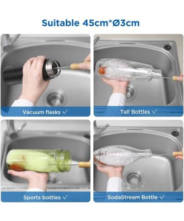 ECOOE 45cm Long Bottle Brush - Scratch-Free Cleaner for SodaStream Vases & Glass Bottles | Soft Plush Bommy Cleaning Brush - Buy Online on GoSupps.com