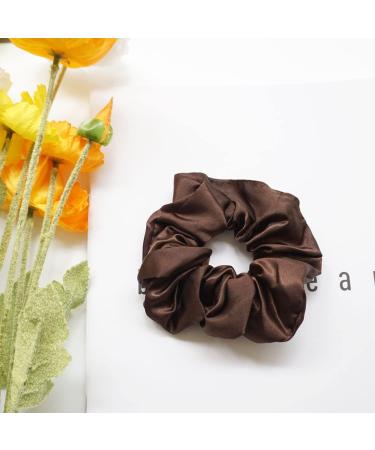 Satin Elastic Hair Scrunchies Set - 6 Pieces Coffee Hair Ties for Women & Girls | Soft and Stretchy Bands - 11cm/4.3inch - Buy Online on GoSupps.com