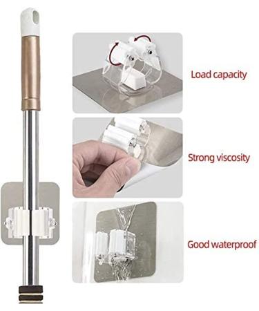 Wall Mounted Mop Holder Command Hooks Broom Gripper - White, Self Adhesive, Reusable Organizer for Kitchen, Bathroom, Garden - 6 Pack - Buy Online on GoSupps.com