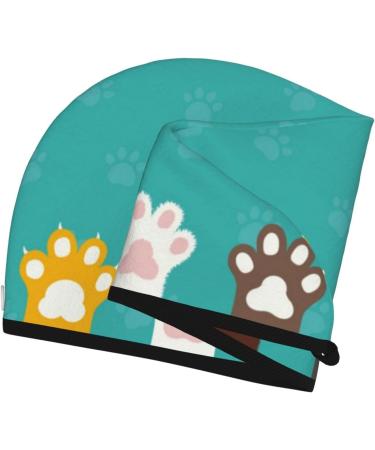 Cute Cat Paw & Dog Microfiber Hair Towel | Super Absorbent Coral Velvet Quick Dry Cap for Long Curly & Thick Hair - Perfect for Women - Buy Online on GoSupps.com