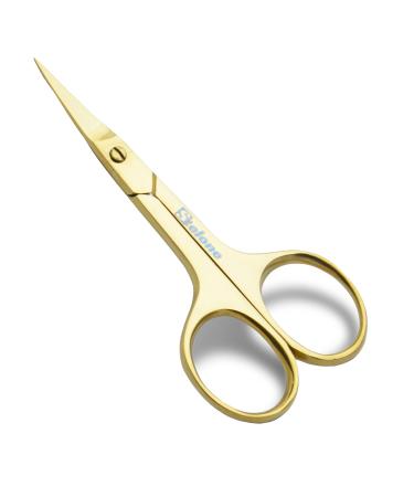 Stelone Professional Grooming Scissors - Eyebrow Scissors - Small Curved Stainless Steel Manicure & Beauty Scissor for Women (Gold)