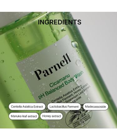 Parnell Cicamanu pH Balanced Body Wash 13.5 Fl Oz | Salicylic Acid LHA Cica HA Ceramide | Mild Soothing Cleanser for Back Acne Bacne & Sensitive Troubled Skin - Buy Online on GoSupps.com