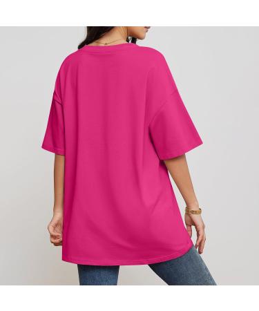 Shop Golatcr Summer Womens T-Shirt - Casual V-Neck Cotton Blouse Printed Tops in Red & Elegant Black | Plus Size Hot Pink XXL Available - Buy Online on GoSupps.com