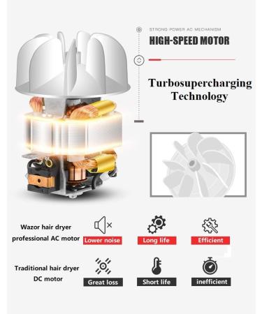 Wazor 1875W Fast Drying and Professional Salon Hair Dryer with Diffuser & Comb & 2 Concentrator Nozzles (Black) - Buy Online on GoSupps.com