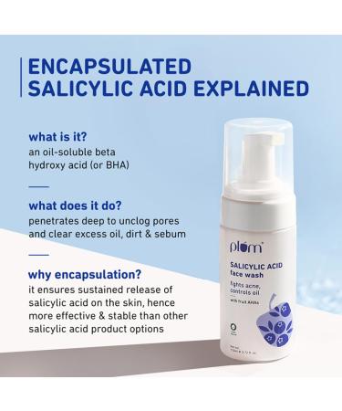 Plum 1% Salicylic Acid Foaming Face Wash - Acne & Blackhead Treatment with Glycolic Acid AHA & Blueberry Extract - Vegan & Sulphate-Free - 110ml - Buy Online on GoSupps.com