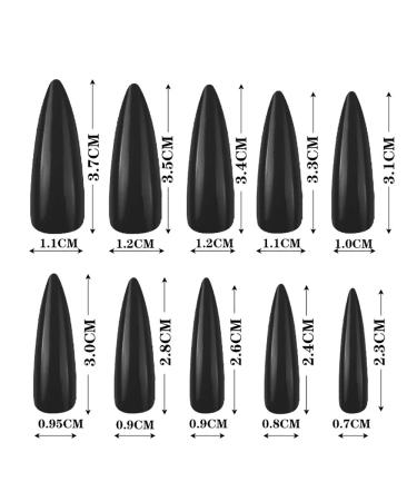 100pcs Extra Long Stiletto Fake Nails Set - Black Acrylic False Nails with Case for Salon Women and Girls - Buy Online on GoSupps.com