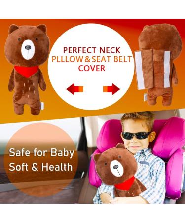 Pinkgarden Car Pillow for Kids - Seatbelt Cover and Head Rest Cushion for Toddler (Bear) - Buy Online on GoSupps.com