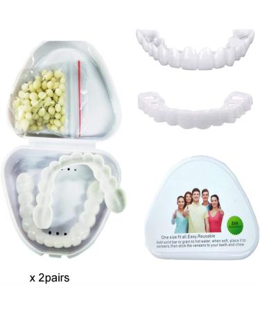 Shop Snap-On Veneers - 2 Pairs of Upper & Lower False Teeth for Men & Women | Cover Missing Teeth - Buy Online on GoSupps.com
