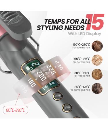 Extra Long Barrel Curling Iron 1.5 Inch - Dual Voltage Travel Hair Curler with LCD Display Protective Glove & Clips - Perfect for Long Hair Waves - Buy Online on GoSupps.com